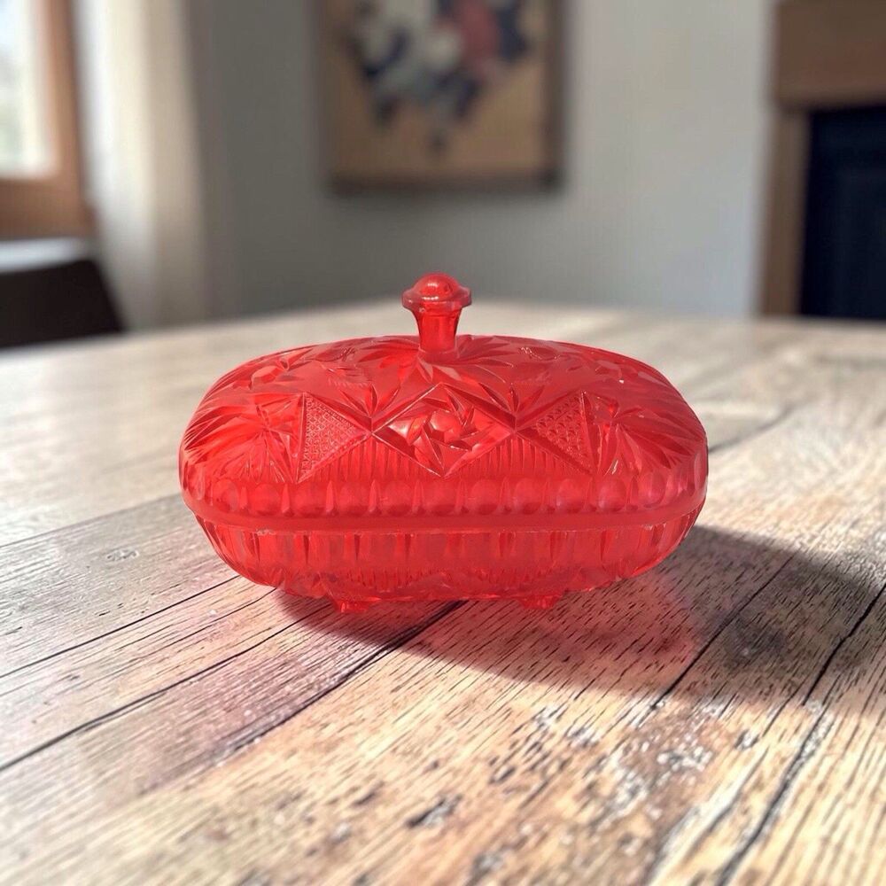 Vintage MCM Regaling Plastic Candy Dish/ Trinket Dish,7.4”x5.4”x4.5”